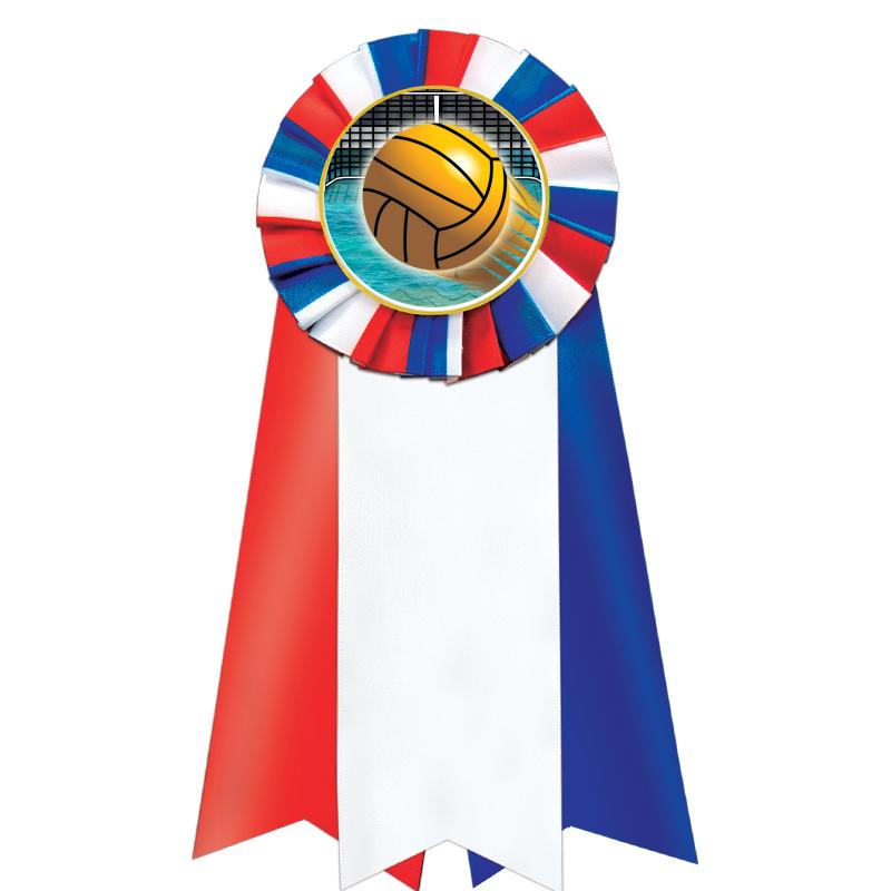 7"JUMBO RD/WH/BLUE MYL ROSETTE