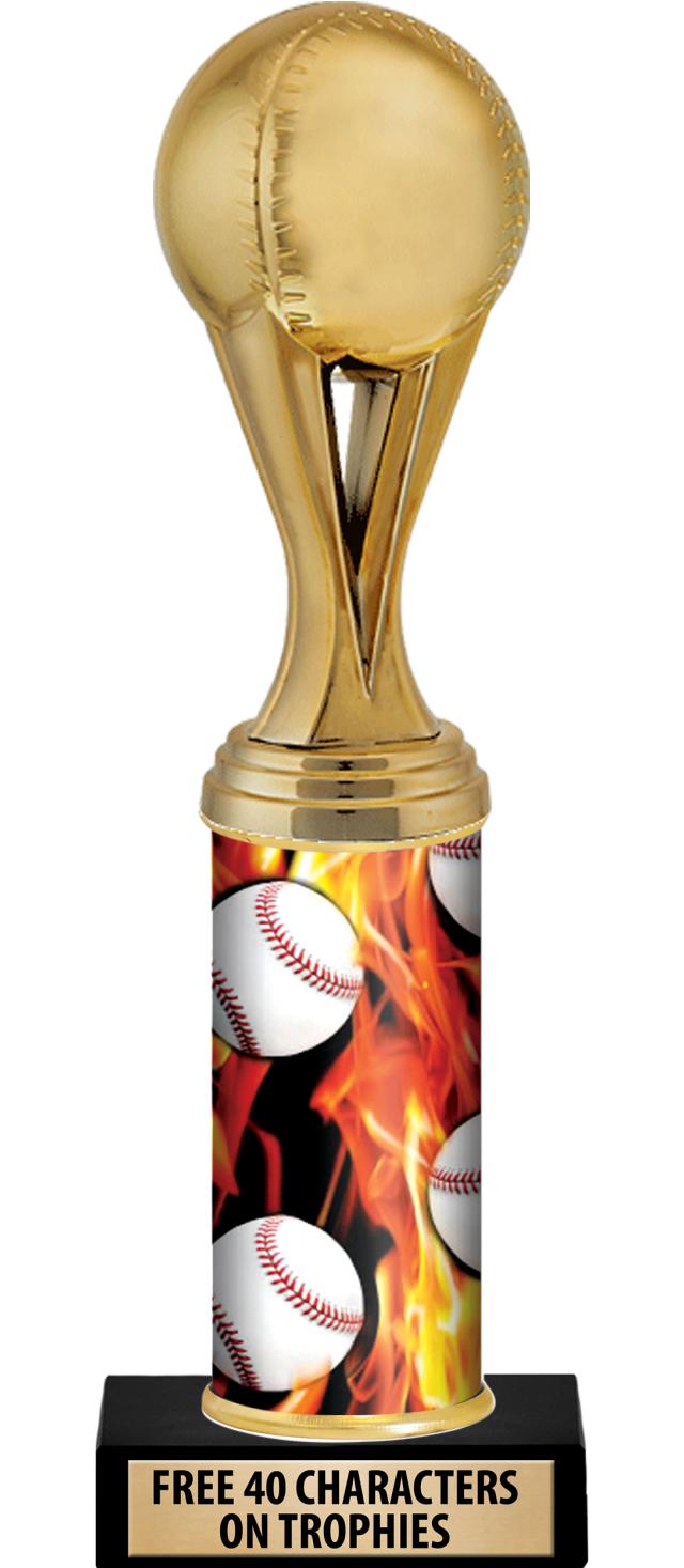 Crown Awards 11.75 Black Swirl Cup Trophy with Baseball Triple Figure,  Baseball Award Trophies with Personalized Engraving