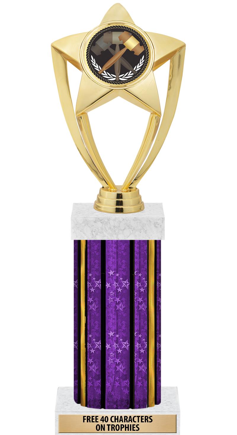 14"PRPL/GD-STARS-GD FIG/SQUARE