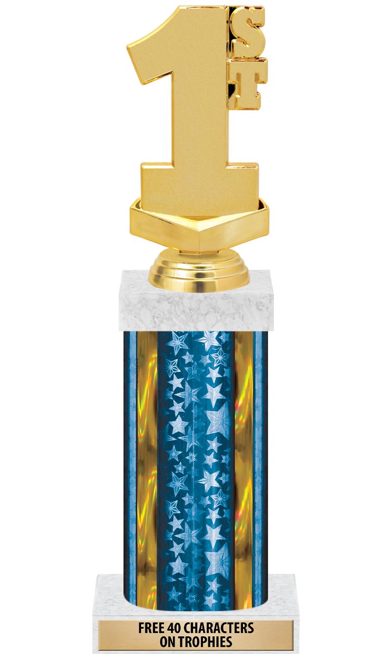 14"BLUE/GD-STARS-GD FIG/SQUARE