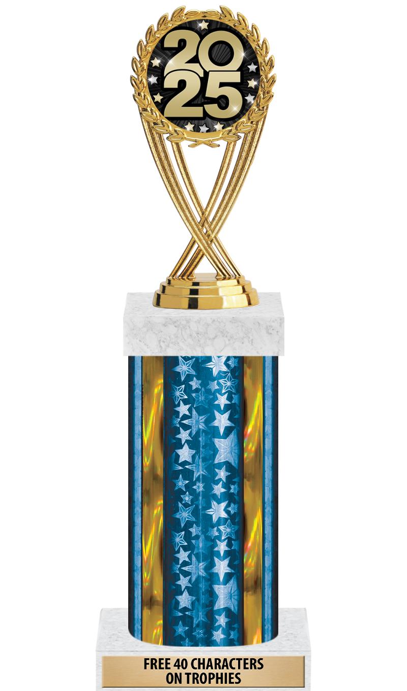 14"BLUE/GD-STARS-GD FIG/SQUARE