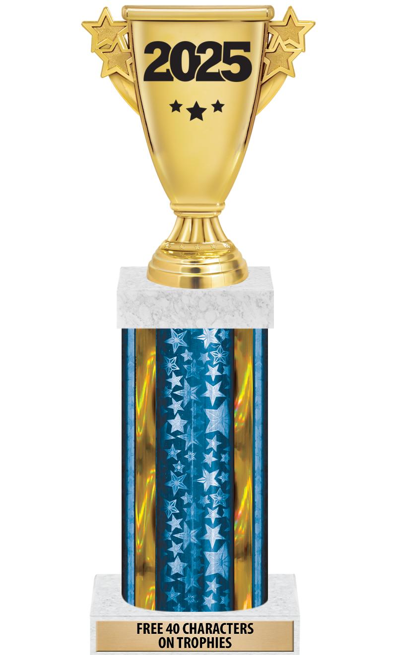 14"BLUE/GD-STARS-GD FIG/SQUARE