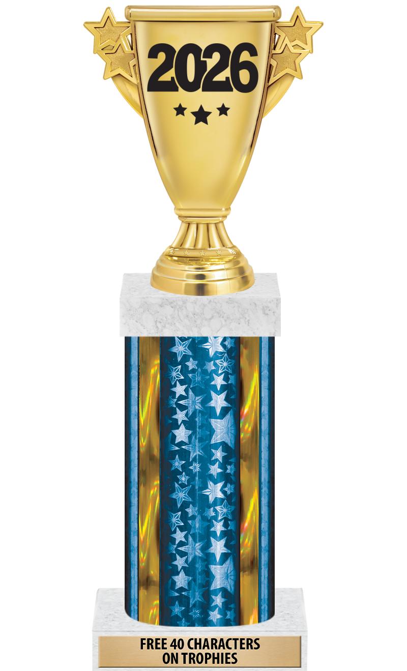 14"BLUE/GD-STARS-GD FIG/SQUARE