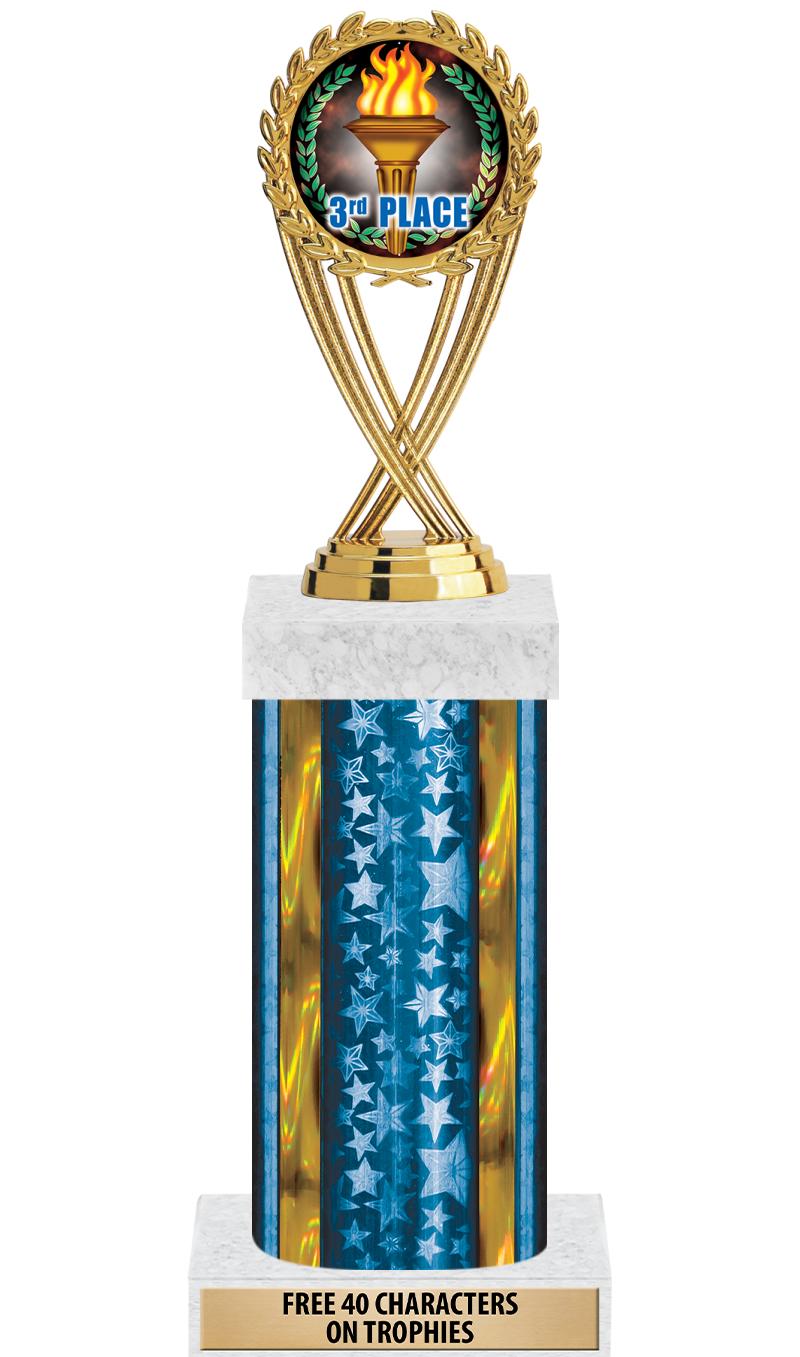 14"BLUE/GD-STARS-GD FIG/SQUARE