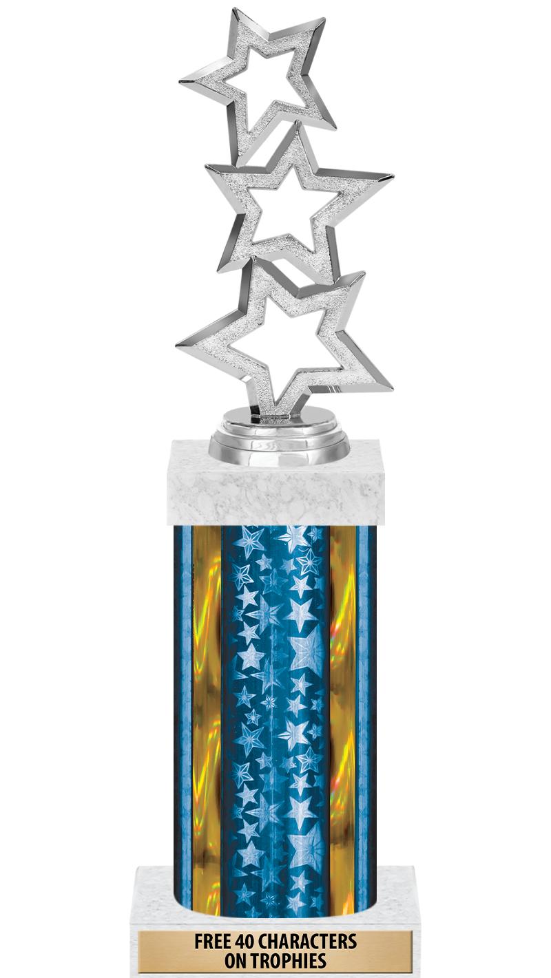 14"BLUE/GD-STARS-GD FIG/SQUARE