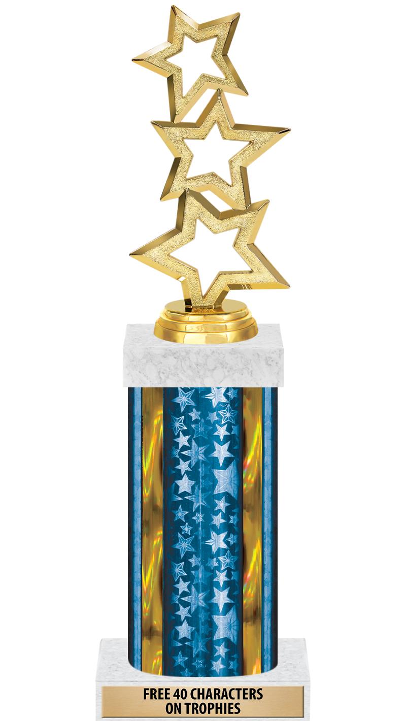 14"BLUE/GD-STARS-GD FIG/SQUARE