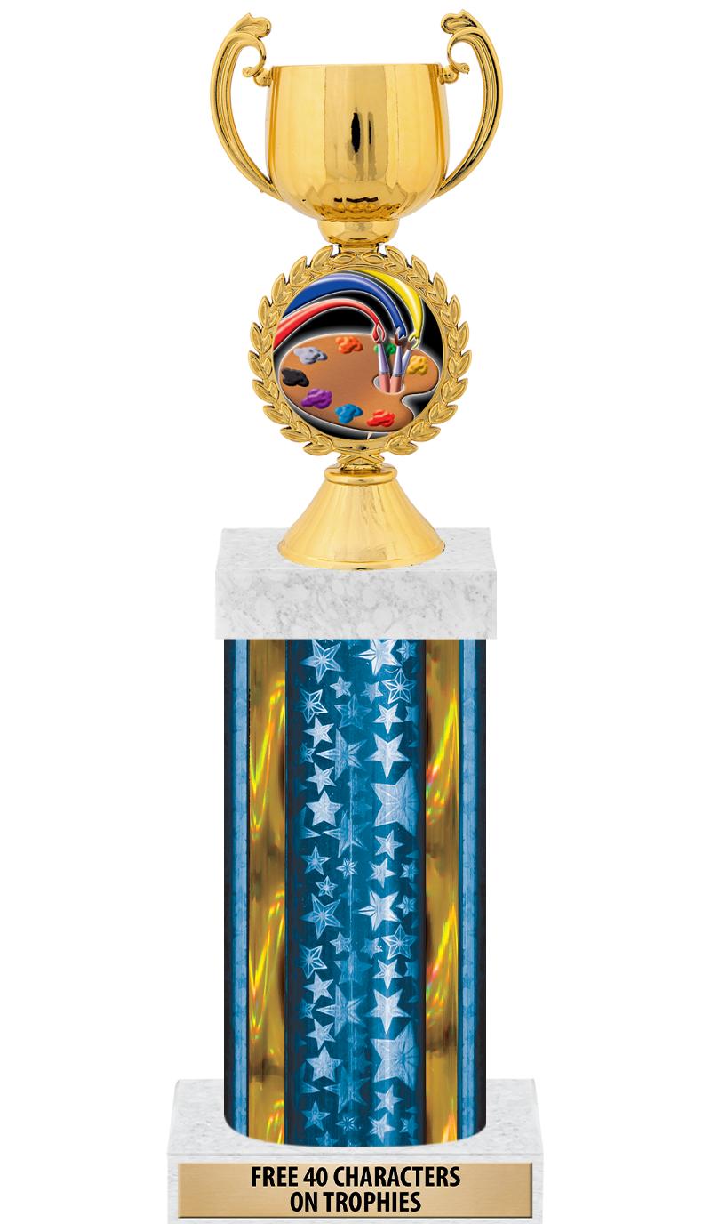 14"BLUE/GD-STARS-GD FIG/SQUARE