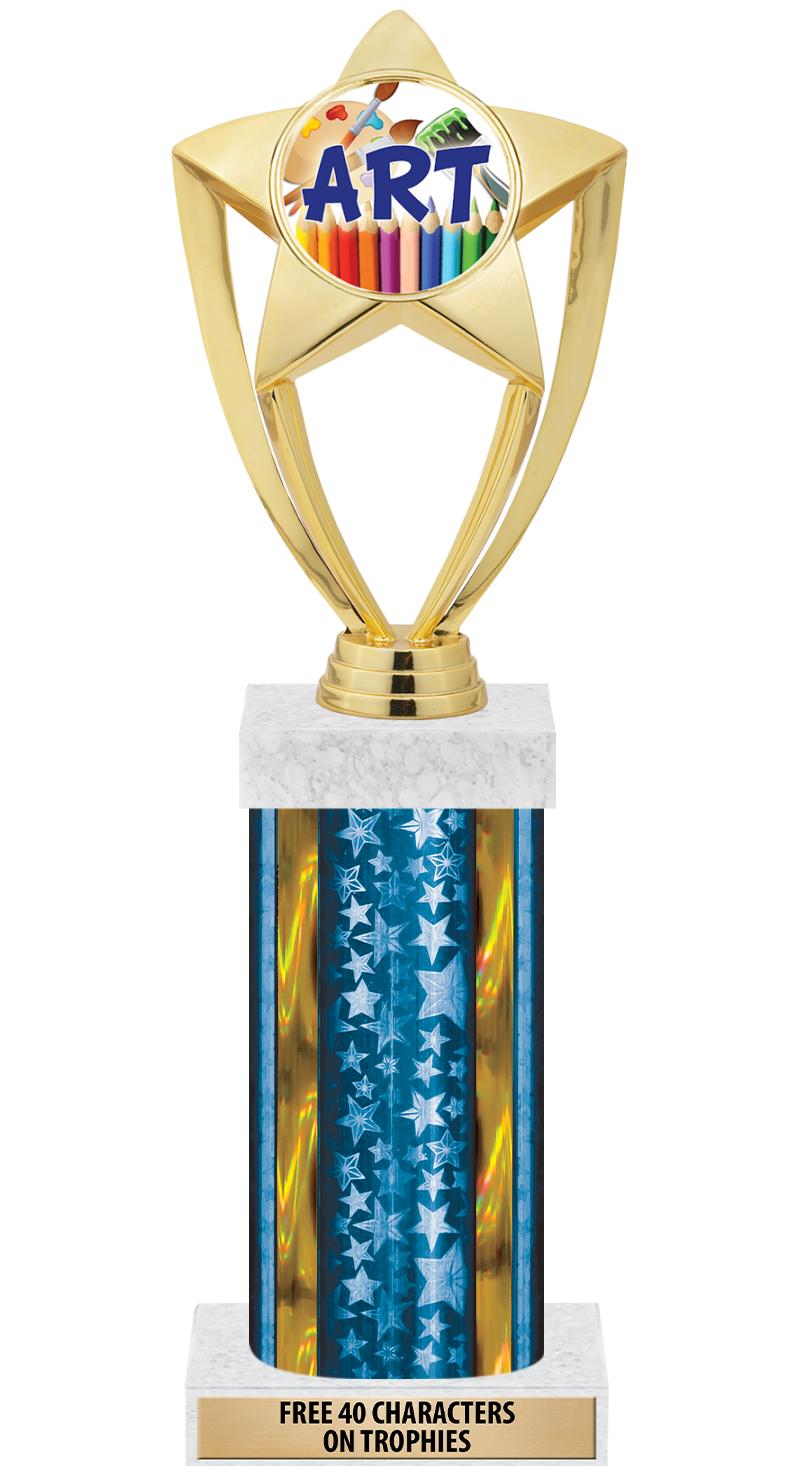 14"BLUE/GD-STARS-GD FIG/SQUARE