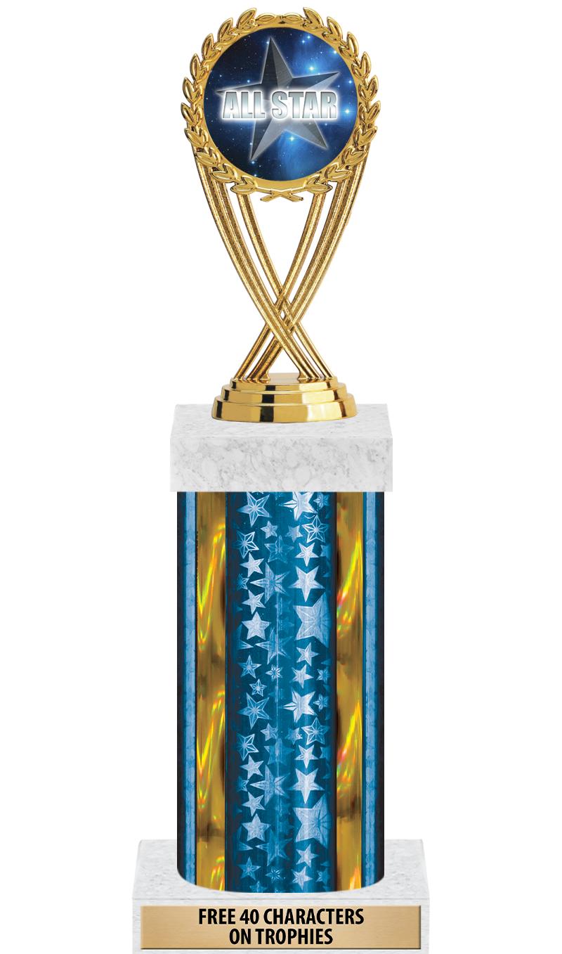 14"BLUE/GD-STARS-GD FIG/SQUARE