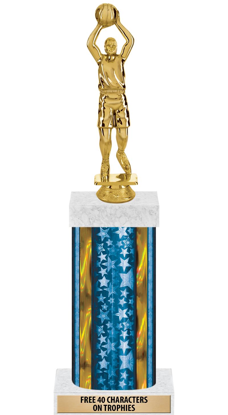 14"BLUE/GD-STARS-GD FIG/SQUARE