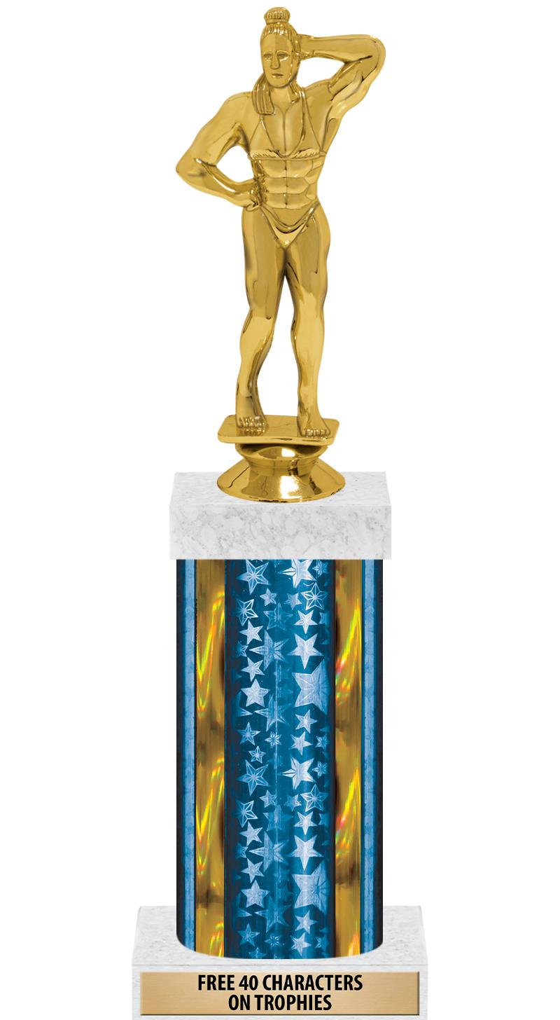 14"BLUE/GD-STARS-GD FIG/SQUARE