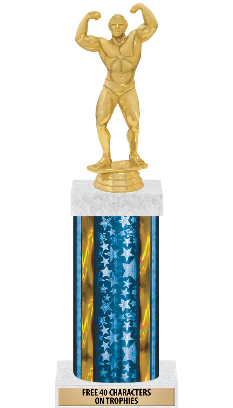 14"BLUE/GD-STARS-GD FIG/SQUARE