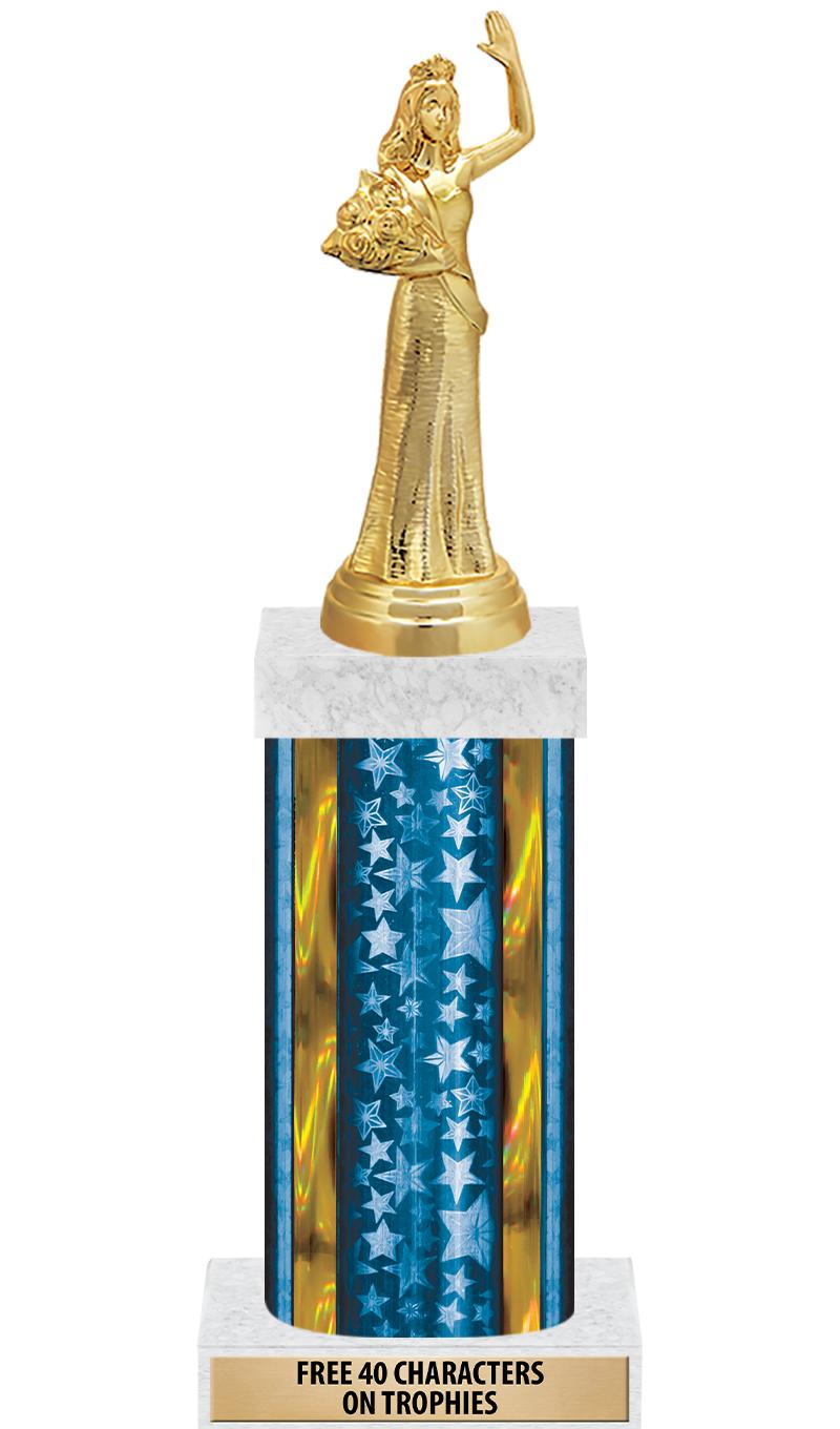 14"BLUE/GD-STARS-GD FIG/SQUARE