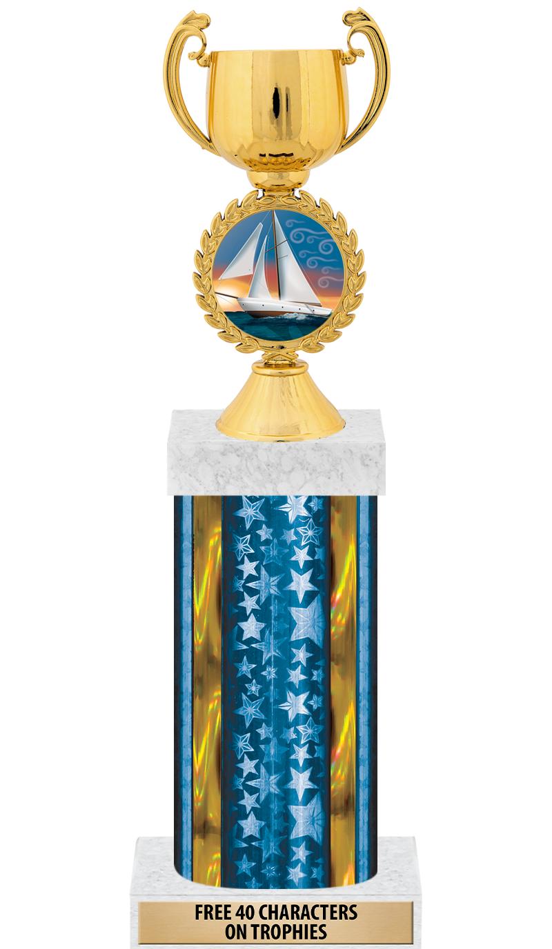 14"BLUE/GD-STARS-GD FIG/SQUARE