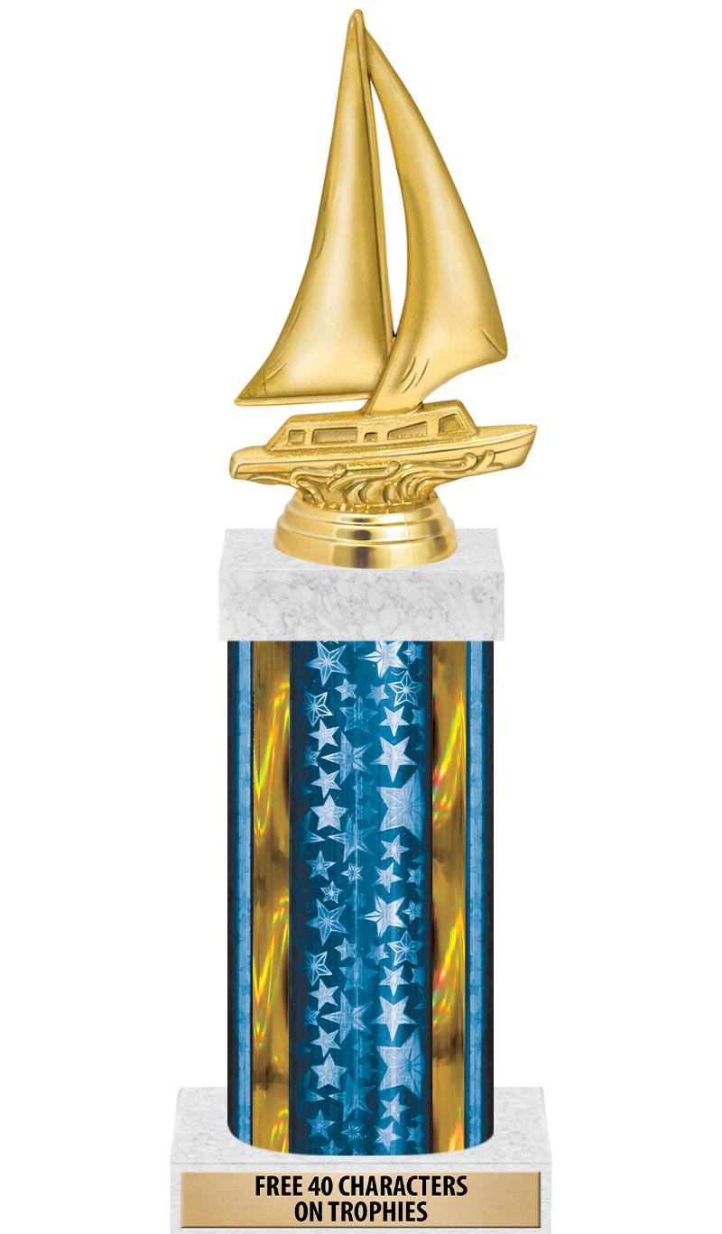 14"BLUE/GD-STARS-GD FIG/SQUARE