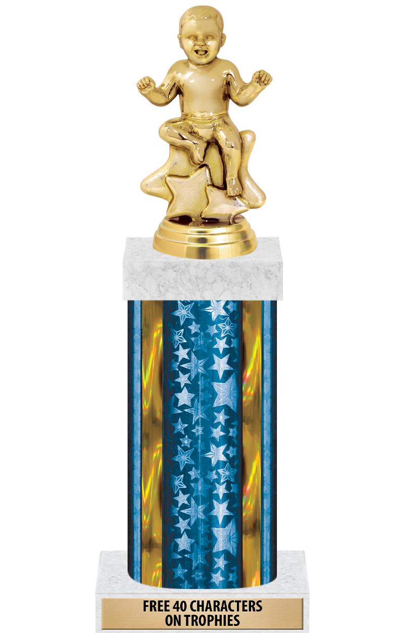 14"BLUE/GD-STARS-GD FIG/SQUARE