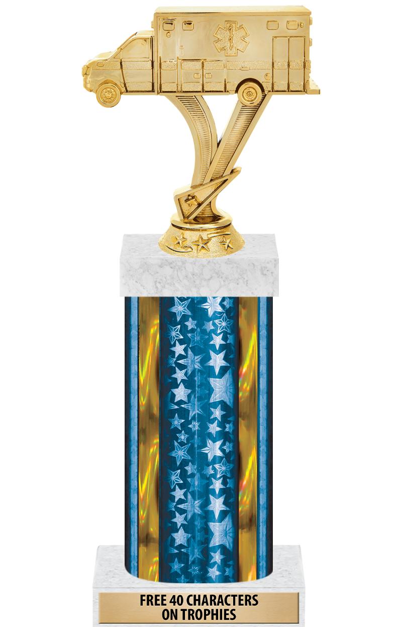 14"BLUE/GD-STARS-GD FIG/SQUARE