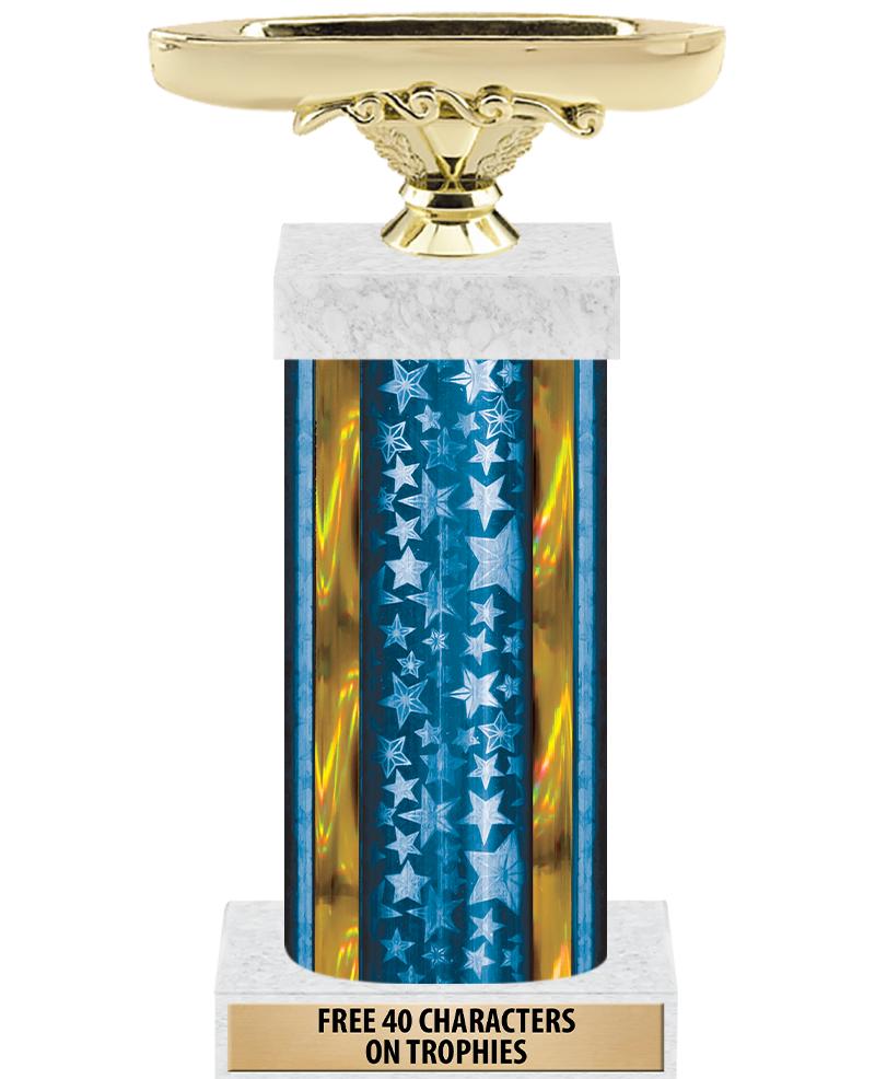 14"BLUE/GD-STARS-GD FIG/SQUARE