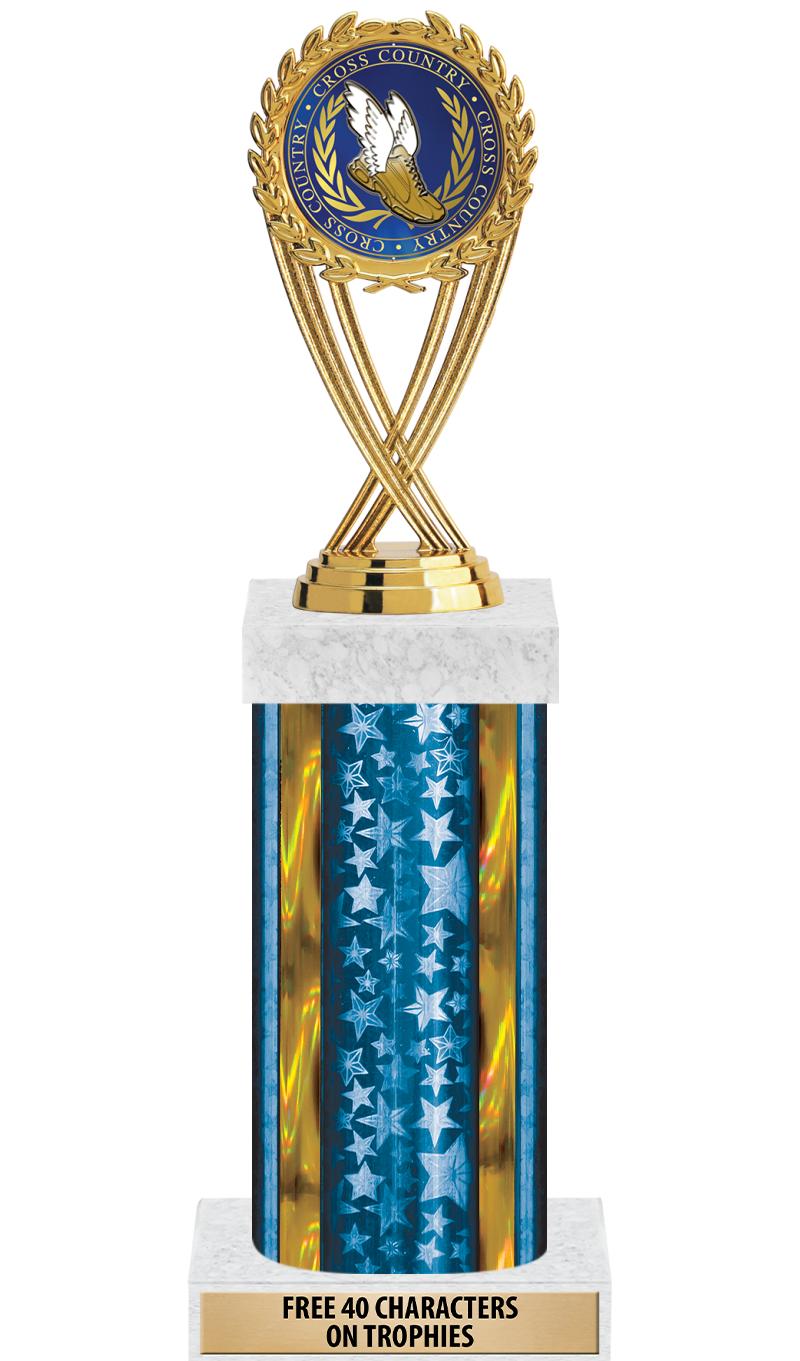 14"BLUE/GD-STARS-GD FIG/SQUARE