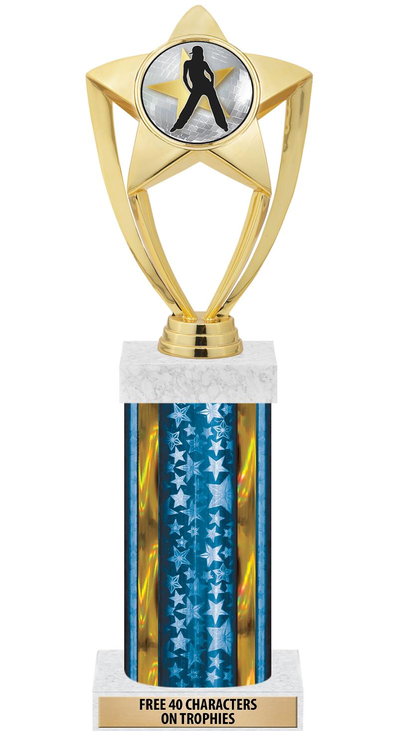 14"BLUE/GD-STARS-GD FIG/SQUARE