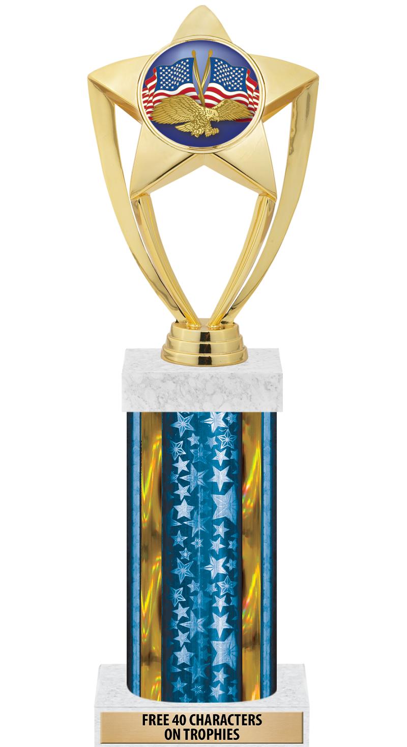 14"BLUE/GD-STARS-GD FIG/SQUARE