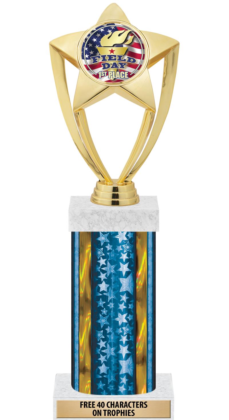 14"BLUE/GD-STARS-GD FIG/SQUARE