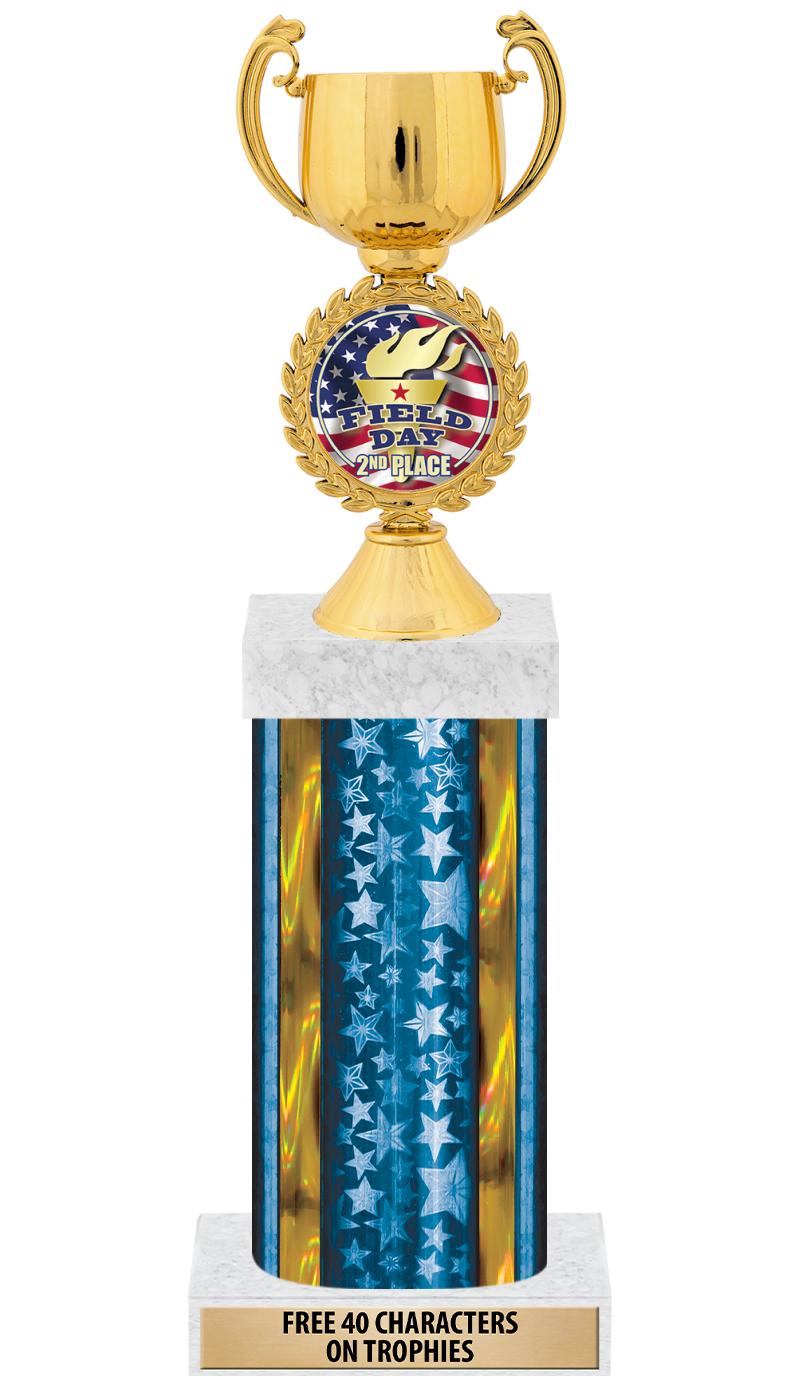 14"BLUE/GD-STARS-GD FIG/SQUARE