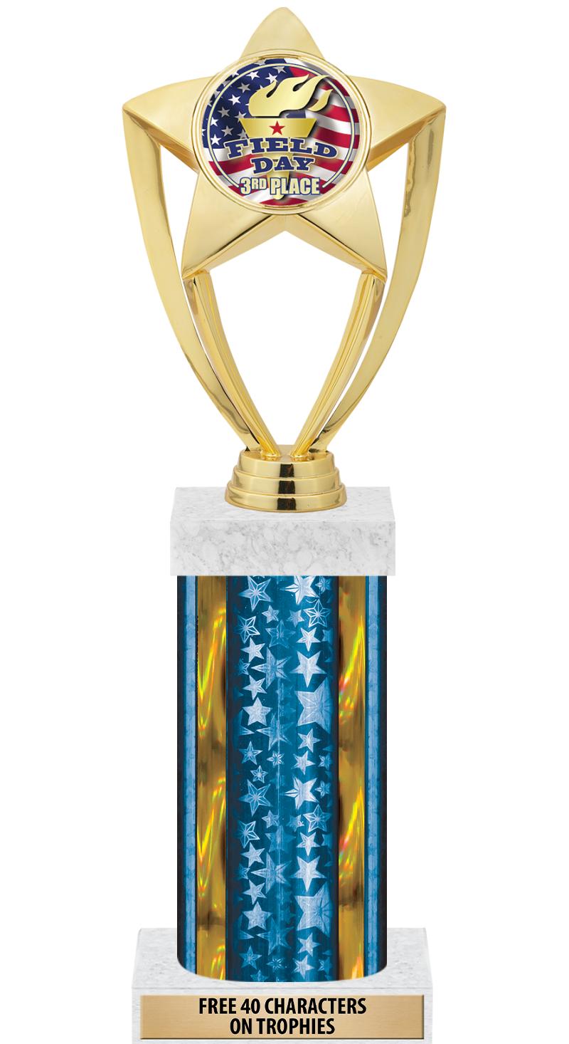 14"BLUE/GD-STARS-GD FIG/SQUARE