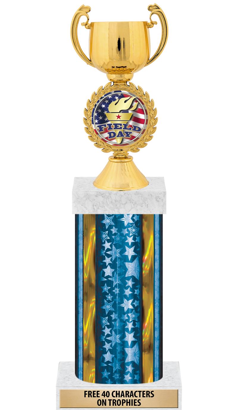 14"BLUE/GD-STARS-GD FIG/SQUARE