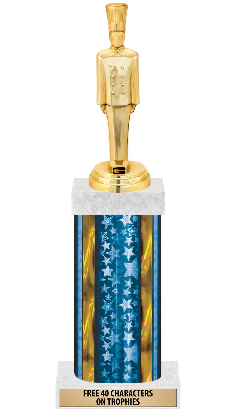 14"BLUE/GD-STARS-GD FIG/SQUARE