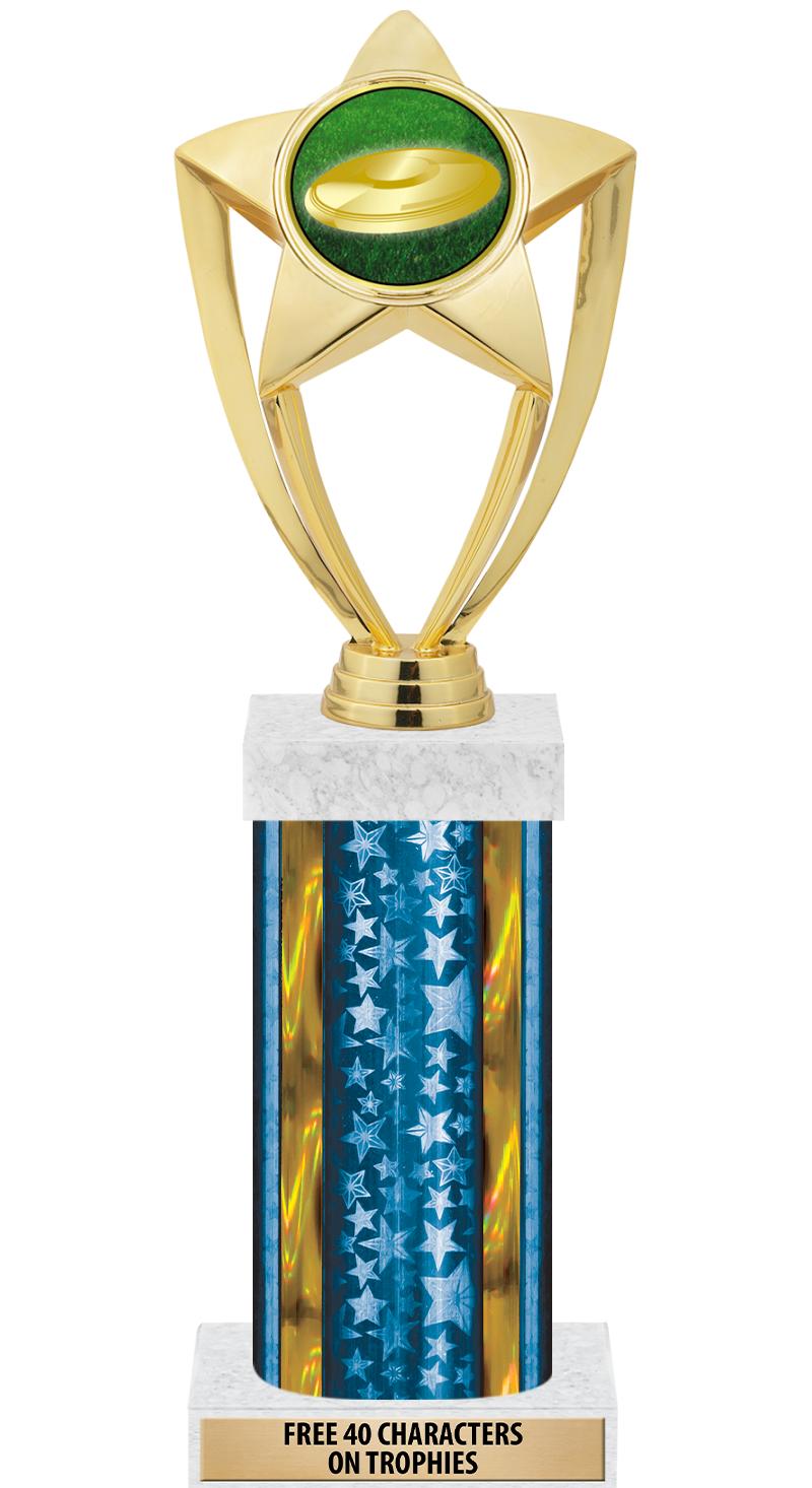 14"BLUE/GD-STARS-GD FIG/SQUARE