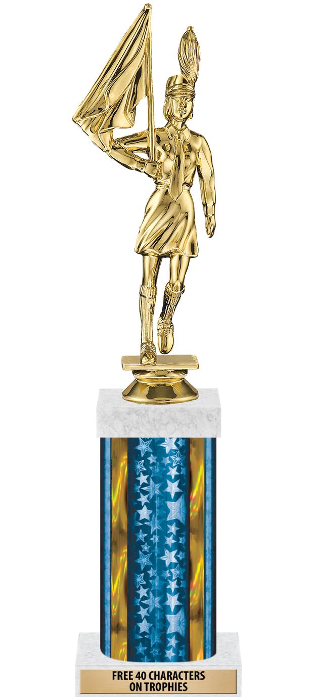 14"BLUE/GD-STARS-GD FIG/SQUARE