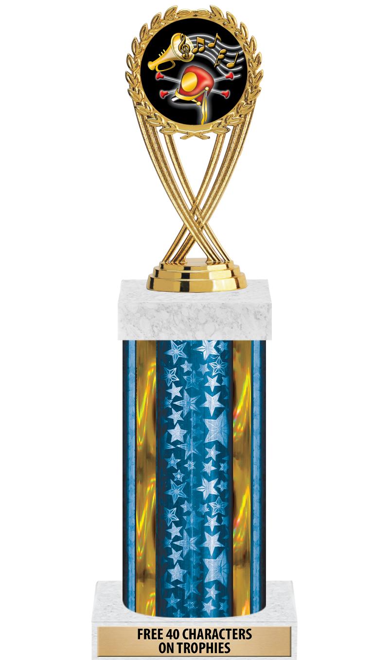 14"BLUE/GD-STARS-GD FIG/SQUARE