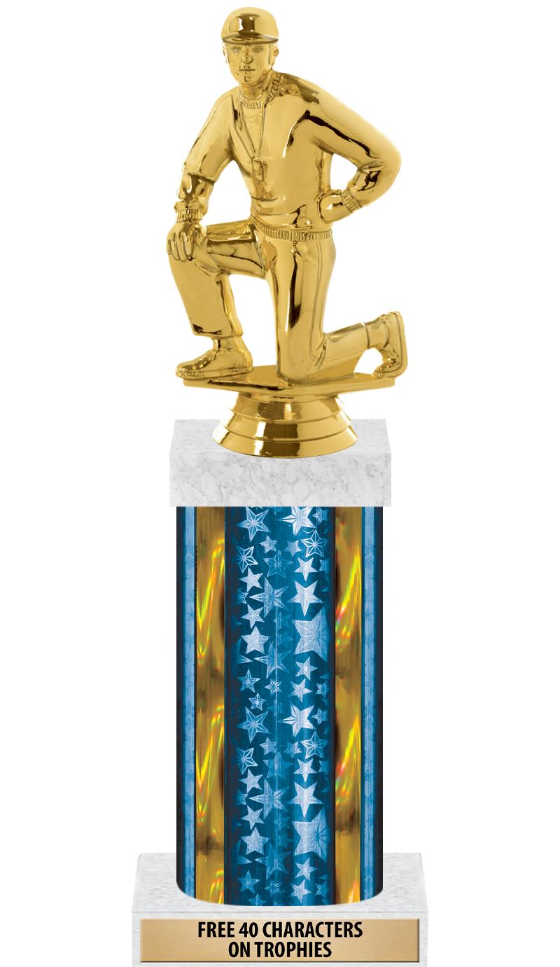 14"BLUE/GD-STARS-GD FIG/SQUARE