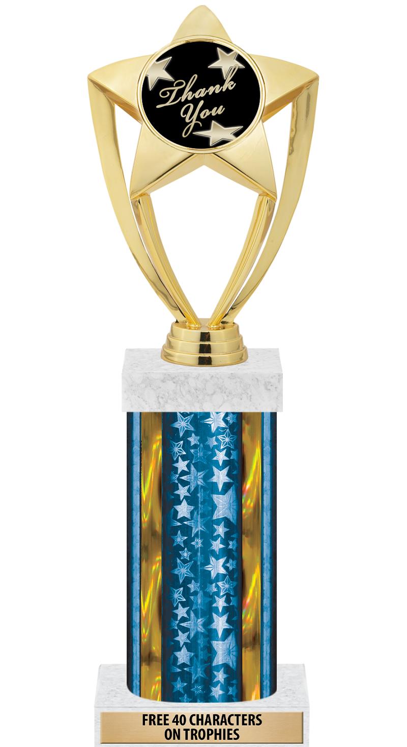 14"BLUE/GD-STARS-GD FIG/SQUARE