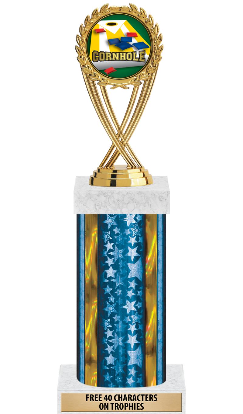 14"BLUE/GD-STARS-GD FIG/SQUARE