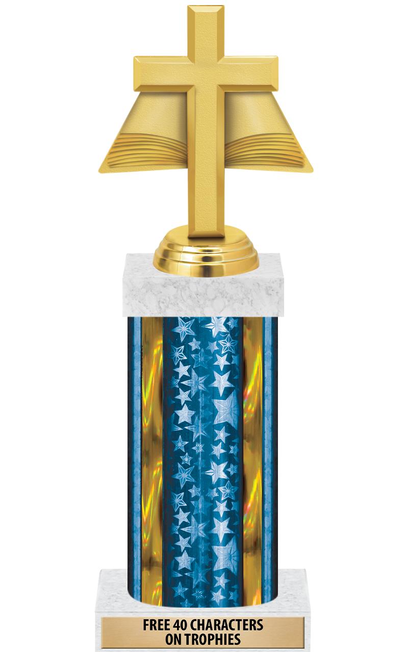 14"BLUE/GD-STARS-GD FIG/SQUARE