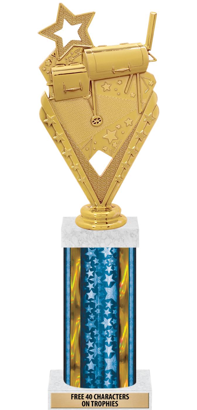 14"BLUE/GD-STARS-GD FIG/SQUARE