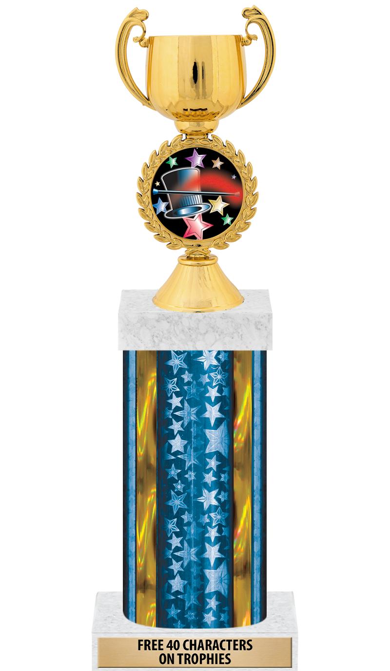 14"BLUE/GD-STARS-GD FIG/SQUARE