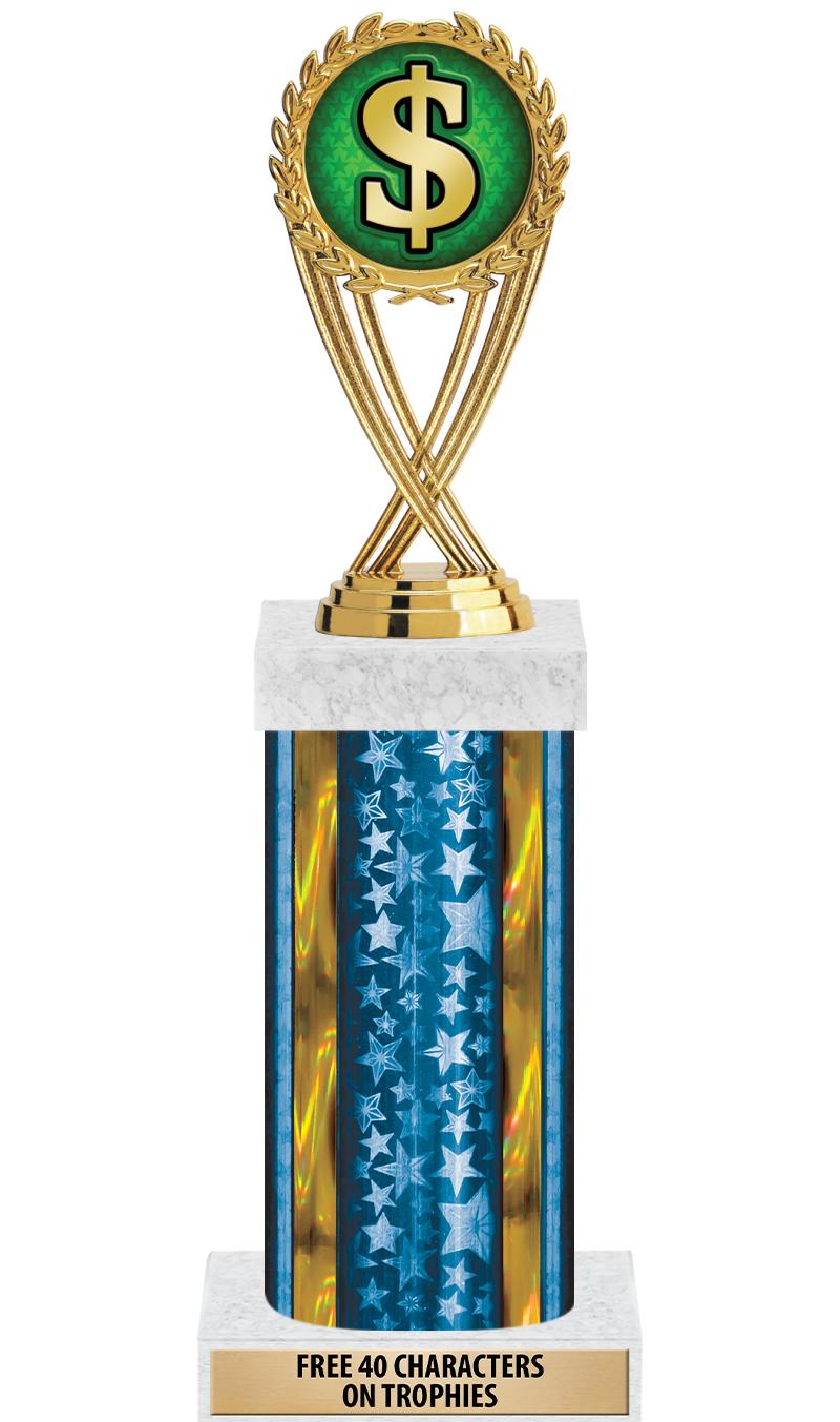 14"BLUE/GD-STARS-GD FIG/SQUARE