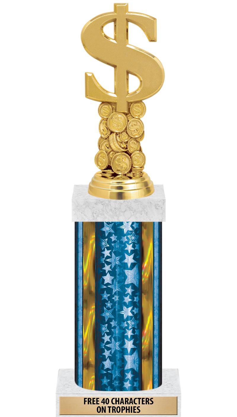 14"BLUE/GD-STARS-GD FIG/SQUARE