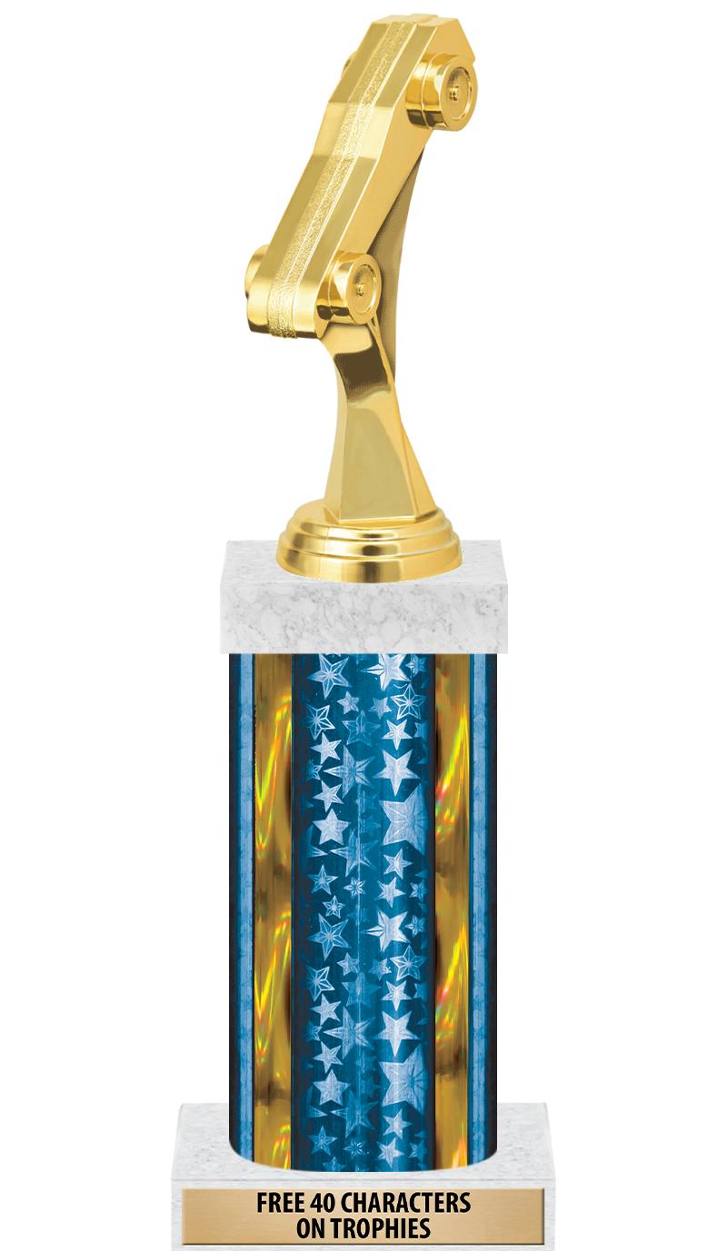 14"BLUE/GD-STARS-GD FIG/SQUARE