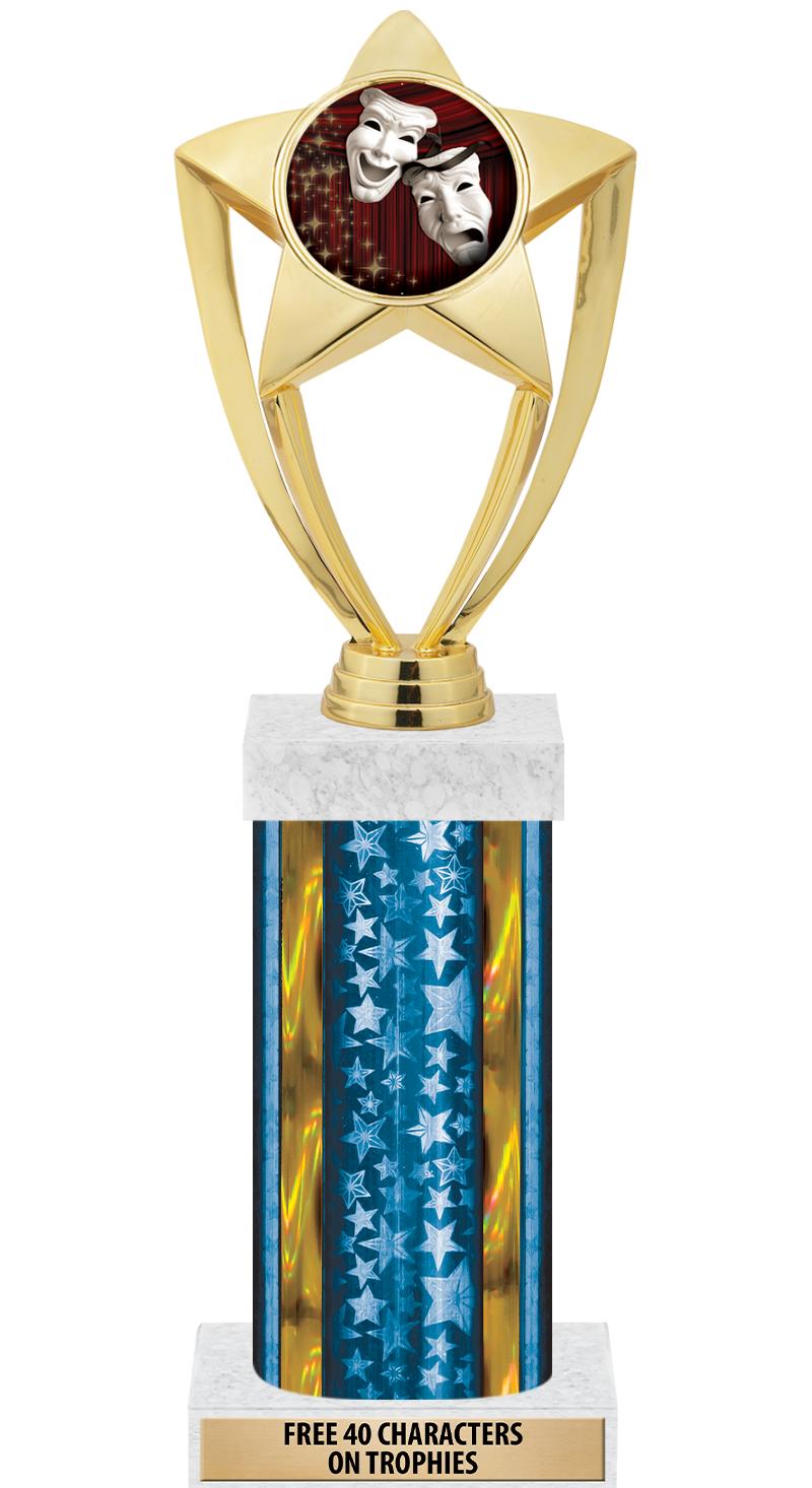 14"BLUE/GD-STARS-GD FIG/SQUARE