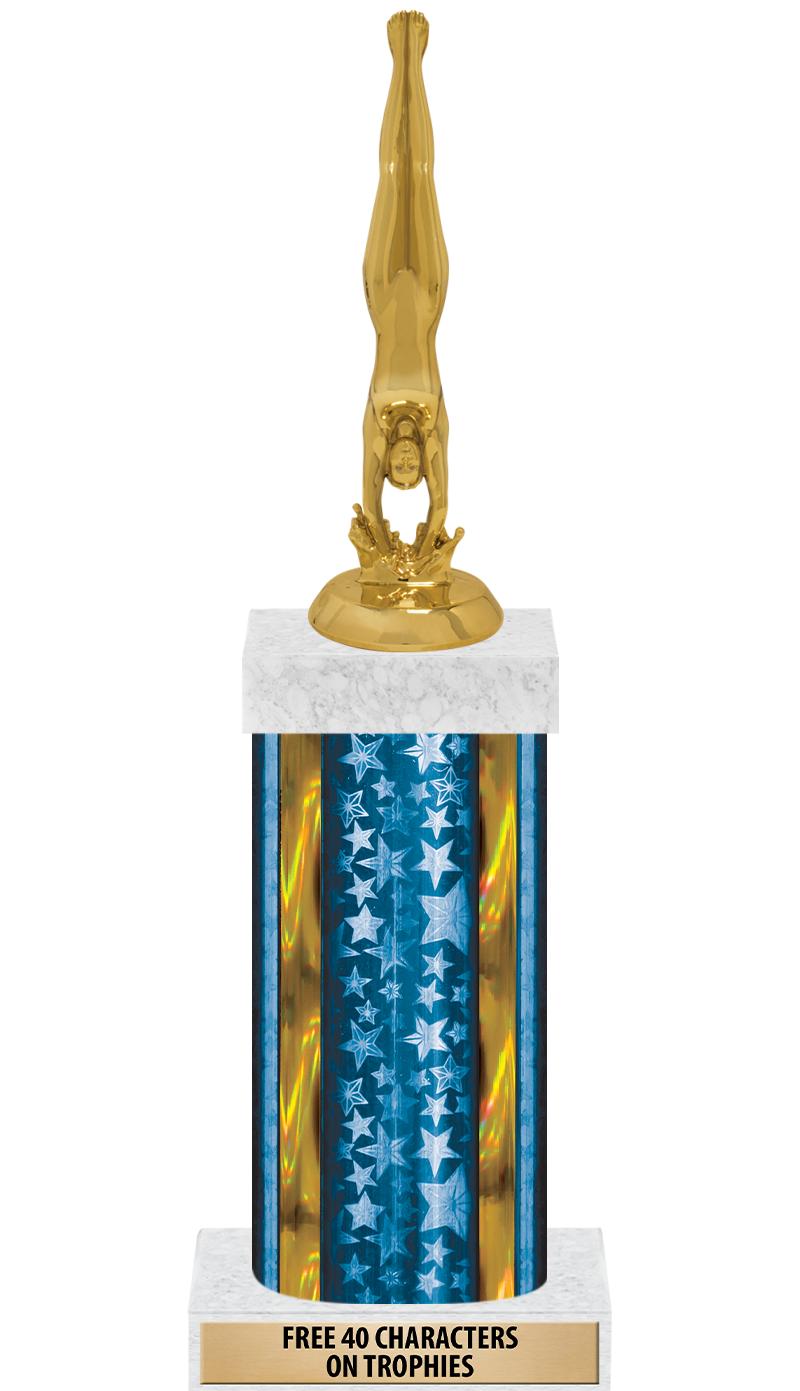 14"BLUE/GD-STARS-GD FIG/SQUARE