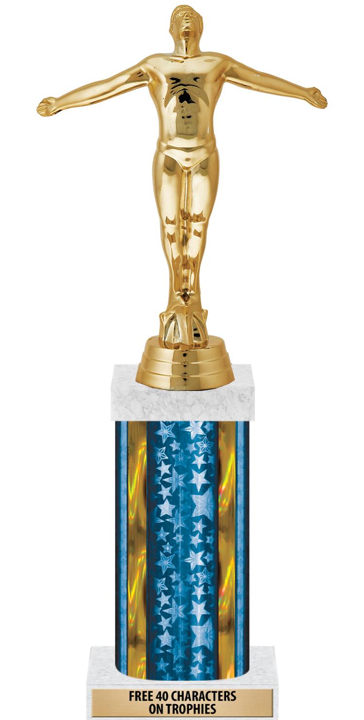 14"BLUE/GD-STARS-GD FIG/SQUARE