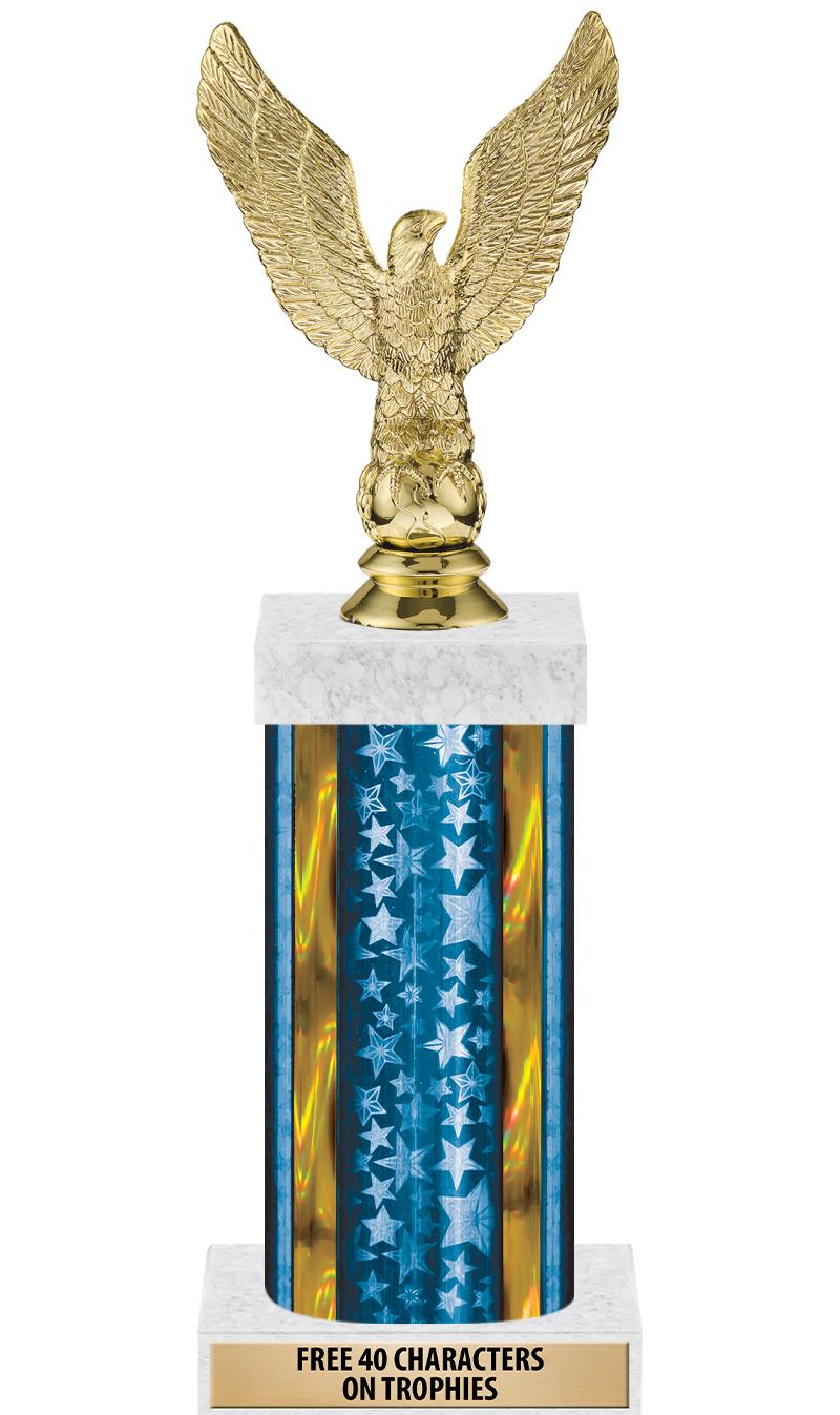 14"BLUE/GD-STARS-GD FIG/SQUARE