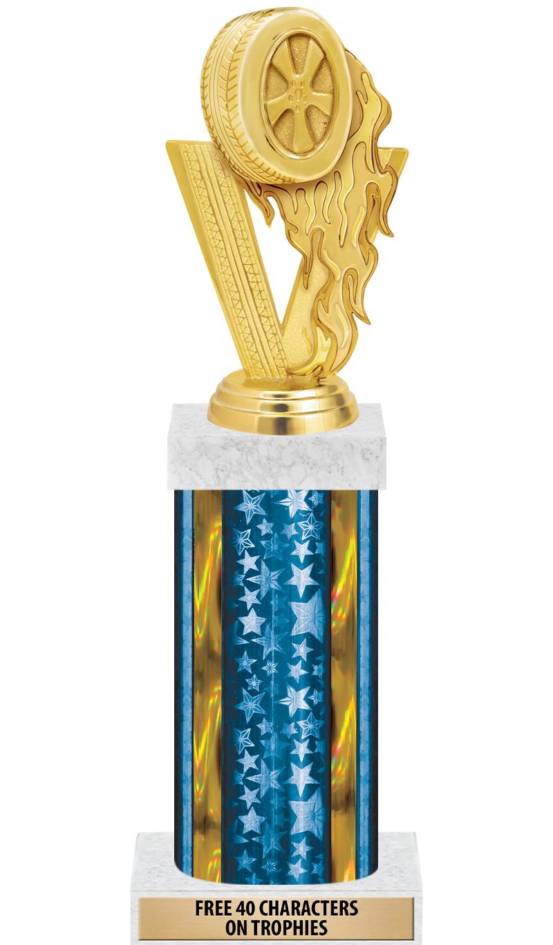 14"BLUE/GD-STARS-GD FIG/SQUARE