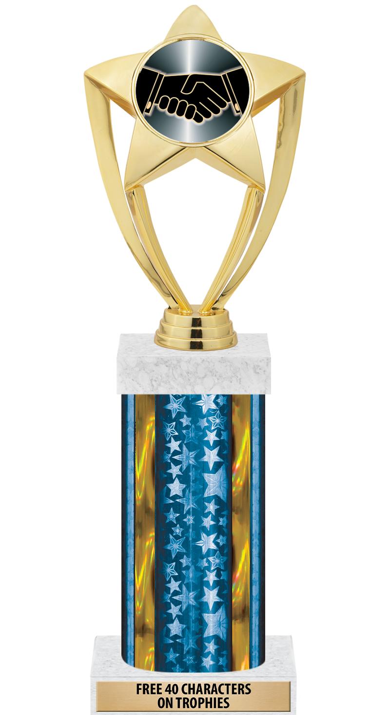 14"BLUE/GD-STARS-GD FIG/SQUARE