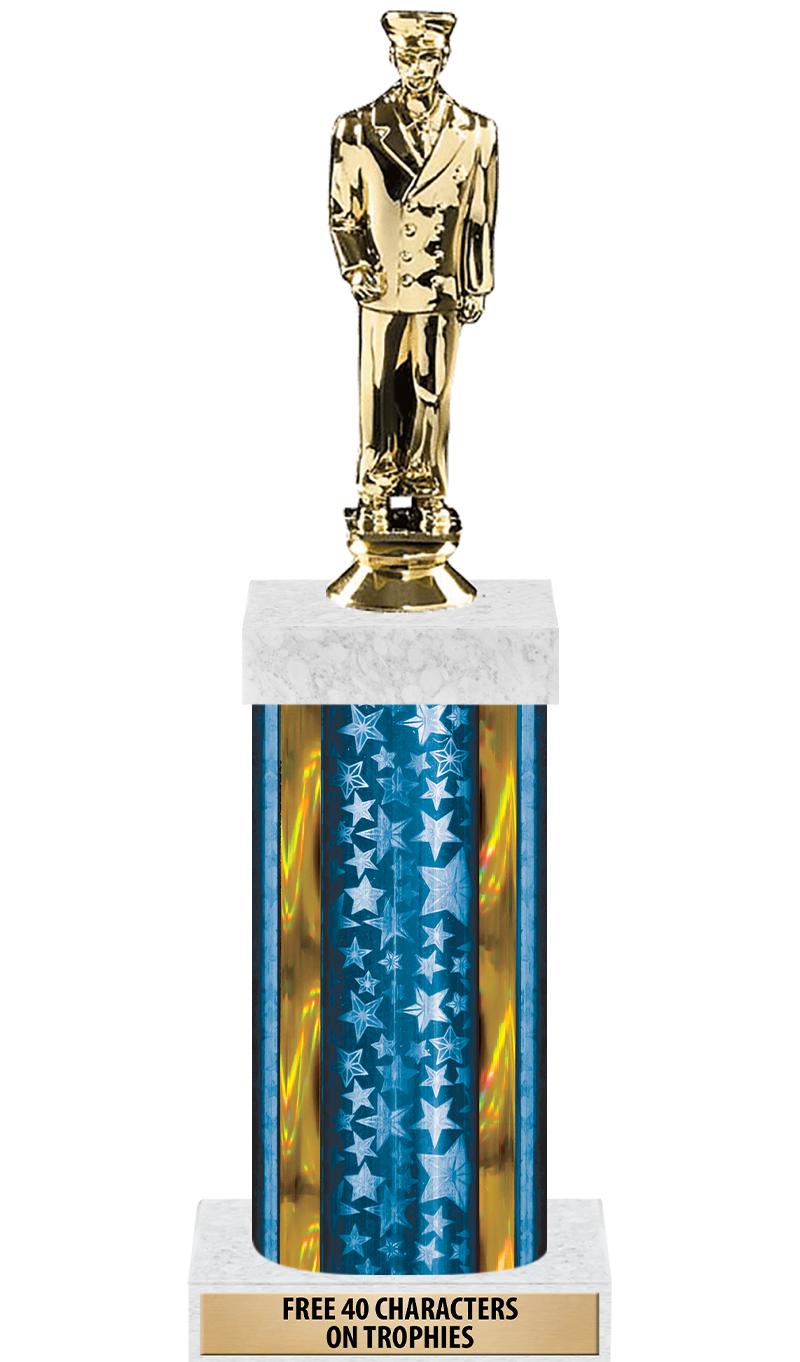 14"BLUE/GD-STARS-GD FIG/SQUARE