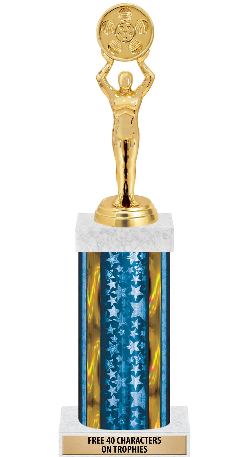 14"BLUE/GD-STARS-GD FIG/SQUARE